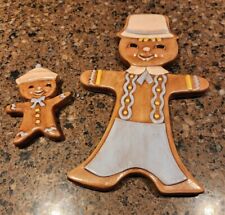 VTG ADORABLE Arners Ceramic Gingerbread Man and Son Christmas  Wall Hanging picture