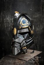 Medieval Blackened Steel/Brass & Leather LARP Royal Dwarven Dwarf Helmet picture