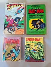 4 Superhero Books Batman 3 Villians Of Doom Big Little Books Superman Spiderman picture
