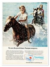 Tampax Tampons Women Riding Horses Vintage 1972 Full-Page Magazine Ad picture