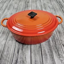 VTG Le Creuset E Cast Iron Flame Orange Enamel Oval Dutch Oven Stock Pot 4.5 Qt picture