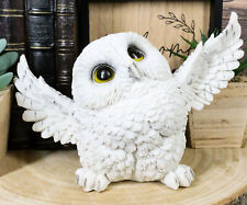 Tundra Forest Arctic White Snow Owl Fat Chick Flapping Its Wings Cute Figurine picture
