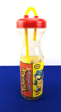 VINTAGE 1999 Nintendo Pokemon Plastic Bottle w/ Straw Original Red / Yellow 10