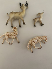 Vtg Lot Of 4 Nativity Set 2 Sheep 2 Deer Figurines Replacements Add On's EUC picture