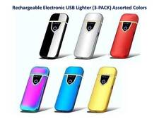 Rechargeable USB Lighter Windproof Plasma Touch Ignition 3-PACK, Assorted Colors picture