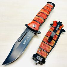 8.25” MARINES Military Tactical Spring Assisted Open Blade Folding Pocket Knife picture