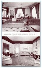 c1930 Main Lobby Parlour Hotel Langwell Hotel Elmira New York Vintage Postcard picture