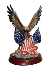 Wildlife American Pride Bald Eagle USA Flag Figurine Patriot Statue Sculpture picture