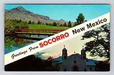 Socorro NM-New Mexico Greetings, Golf Course, Mission c1971 Vintage Postcard picture