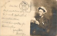 MAN READING LETTER antique real photo postcard rppc KEARNEY NEBRASKA NE c1910 picture