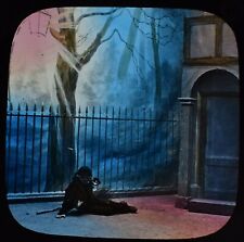 CRACKED Magic Lantern Slide ALONE IN LONDON NO10 C1890 PHOTO VICTORIAN STORY picture