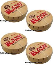 BUY 4x RAW Rolling papers Round Pop-Top Tobacco Smoking Accessories Storage Tin picture