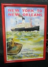 NEW YORK TO NEW ORLEANS SOUTHERN PACIFIC STEAMSHIPS TIN SIGN SHIP OCEAN picture