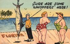 Vintage Postcard Fat Ladies At Florida Beach Sure Are Some Whoopers Here Comic picture