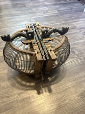 Antique Lombok Indonesian Mating Double Birdcage Hand Carved Wood 9”H picture