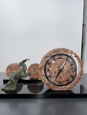 Rare Large Art Deco Marble & Onyx Mantel Clock W/ Bronze Deer Figurine & Discs picture