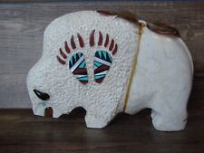 Large Navajo Indian Hand Carved Marble Bison Fetish by Ben Livingston picture