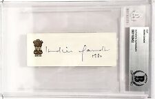 INDIRA GANDHI Prime Minister Of INDIA Signed Autographed Cut Beckett BAS SLABBED picture