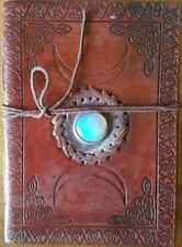 Leather Triple Moon Goddess Embossed Book of Shadows w/Moonstone Center picture