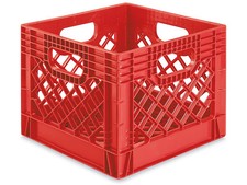 Pack of 3 Rigid Milk Crate - 12 X 12 X 10.5 Inches, Red picture