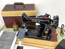 SERVICED Vtg Heavy Duty Small Singer 99K Sewing Machine 3/4 Size .7 Amp Portable picture