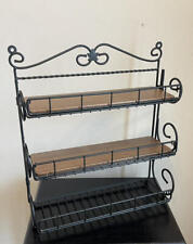 Longaberger Wrought Iron 3 Tier Spice Rack With 2 Woodcrafts Shelves picture