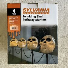 Sylvania V35090-88 4 Piece Halloween Twinkling Skull Pathway Marker Light Set picture