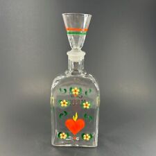 Johansfors Hand-Painted Burning Heart Decanter with Shot Glass Stopper Sweden picture