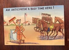 Comic 1942 Am Anticipatin' A Busy Time Here Tichnor Linen Postcard N/A stamp picture