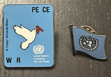 x2 Armando Milani United Nations War to Peace UN Waving Flag Enamel Pin Set Lot picture