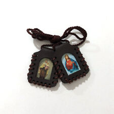 Sacred Heart of Jesus Christ and Our of Lady Mt C Leather Scapular (LSWCARD-BRN) picture