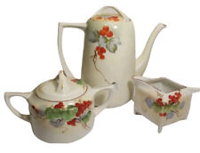Coffee Pot Tea Set Teapot Sugar Bowl And Creamer Handpainted Japan Berries picture
