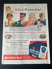 Vintage 1943 Johnson & Johnson Dairy Milk Filters - WW2 Print Ad picture