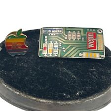 80’VTG Motherboard & Apple LLe Computer Lapel Pin Rare Rainbow color advertising picture