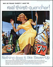 1959 7Up Cola pretty blonde girl Merry-Go-Round ride vintage photo print ad adL3 picture