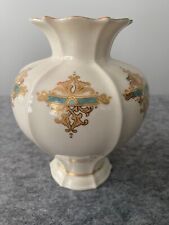 Lenox USA Porcelain Catalan Collection Vase Ivory/Tan Green Gold - Medium - 7