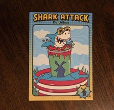 Dutch Bros Shark Attack Trading Card☕️ Coffee, Grand Opening, Rare, HTF, Sticker picture