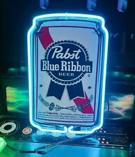 Pabst Blue Ribbon Miller Can Poster Beer Bar Real Glass NEON Light Sign 8