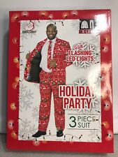 New Mens Holiday Christmas Party 3 Piece Suit With Flashing LED Lights Sz XL picture