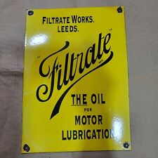 FILTRATE MOTOR OIL VINTAGE PORCELAIN SIGN 10 X 14 INCHES picture