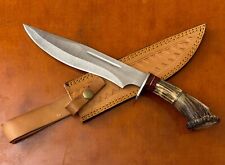 New Custom Handmade Damascus Steel Hunting Bowie Knife handle Stag Antler/sheath picture