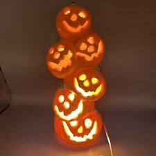 Vintage Gemmy Halloween Jack o Lantern Light Up Foam Pumpkin Stacked Totem picture