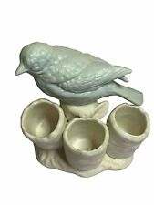 Bird & Tree Stumps Match/Toothpick Holder - Ceramic Vintage. Blue Bird picture
