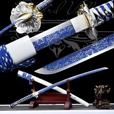 Handmade Katana/Samurai Sword/Carbon Steel/High-Quality Blade/Silver/Japanese picture