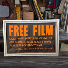 Vintage Free Film Kodacolor Processing Advertising Sign Framed Photography 23" picture