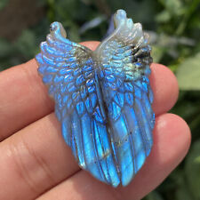 Natural Labradorite Hand Carved The Wing Skull Quartz Crystal Healing Reiki 1pc  picture