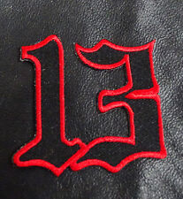 LUCKY 13 TEXT EMBROIDERED IRON ON BIKER MC LUCKY 13 PATCH  picture