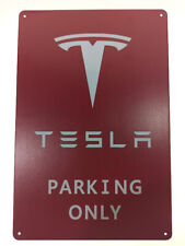 Tesla Parking EV Electric Vehicle Model S X 3 Metal Tin Garage Sign Plaque 8x12