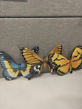 GORGEOUS 3 PC HAND PAINTED COLORED RESIN BUTTERFLY WALL ART HANGING PLAQUES picture