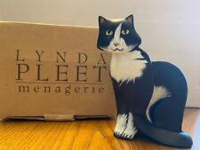 Lynda Pleet Cat Figurine Sitting Black And White 5 1/2
